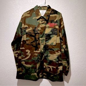 Vintage RENAISSANCE MAN Movie Army Woodland Camo Combat Coat XL Prop Promo